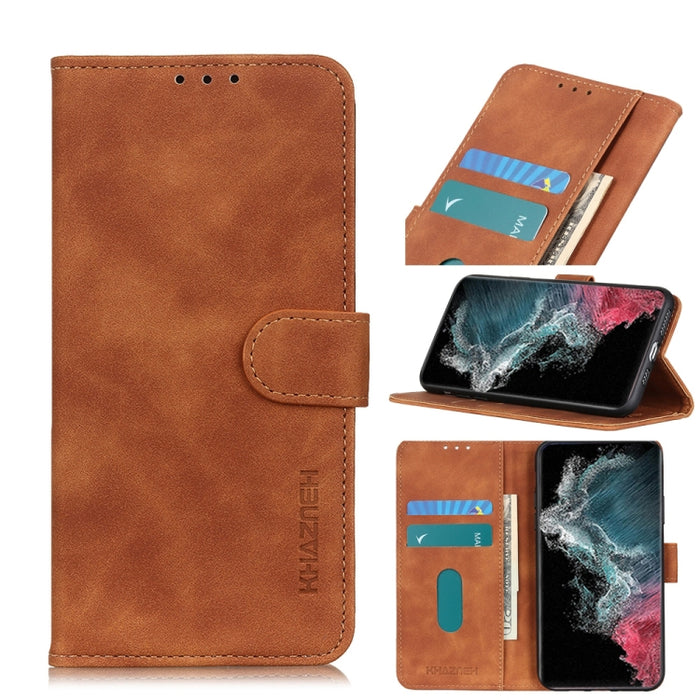 KHAZNEH Retro Texture PU + TPU Estuche de cuero con tapa horizontal con soporte y ranuras para tarjetas y billetera, For Samsung Galaxy S22 5G, For Samsung Galaxy S22+ 5G, For Samsung Galaxy S22 Ultra 5G, For Xiaomi Civi 5G