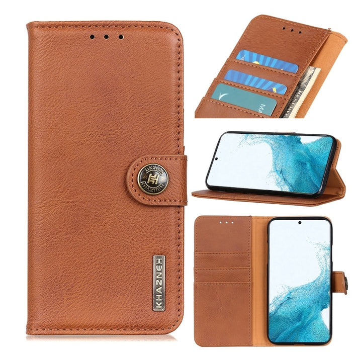 KHAZNEH Estuche de cuero con tapa horizontal con textura de piel de vaca con soporte y ranuras para tarjetas y billetera, For Samsung Galaxy S22 5G, For Samsung Galaxy S22+ 5G, For Samsung Galaxy S22 Ultra 5G, For Xiaomi Civi 5G