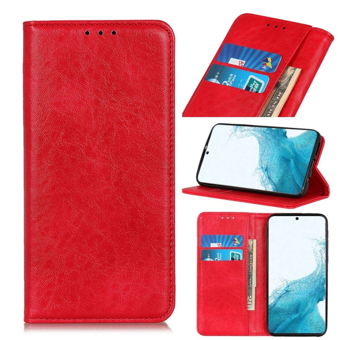 Estuche de cuero con tapa horizontal con textura de caballo loco magnético con soporte y ranuras para tarjetas y billetera, For Samsung Galaxy S22 5G, For Samsung Galaxy S22+ 5G, For Samsung Galaxy S22 Ultra 5G, For Xiaomi Civi 5G