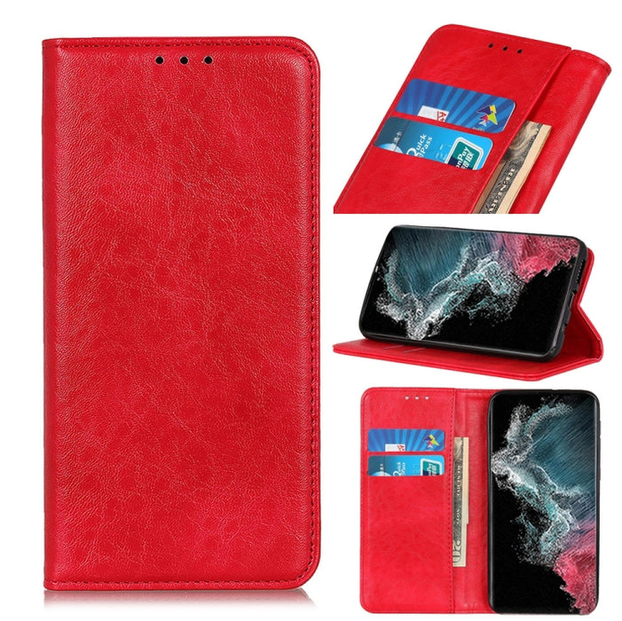 Estuche de cuero con tapa horizontal con textura de caballo loco magnético con soporte y ranuras para tarjetas y billetera, For Samsung Galaxy S22 5G, For Samsung Galaxy S22+ 5G, For Samsung Galaxy S22 Ultra 5G, For Xiaomi Civi 5G