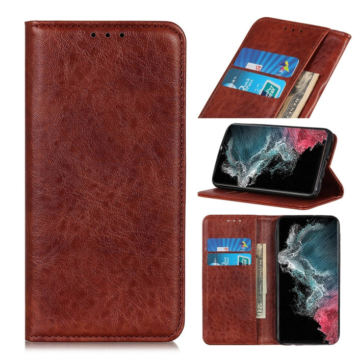 Estuche de cuero con tapa horizontal con textura de caballo loco magnético con soporte y ranuras para tarjetas y billetera, For Samsung Galaxy S22 5G, For Samsung Galaxy S22+ 5G, For Samsung Galaxy S22 Ultra 5G, For Xiaomi Civi 5G