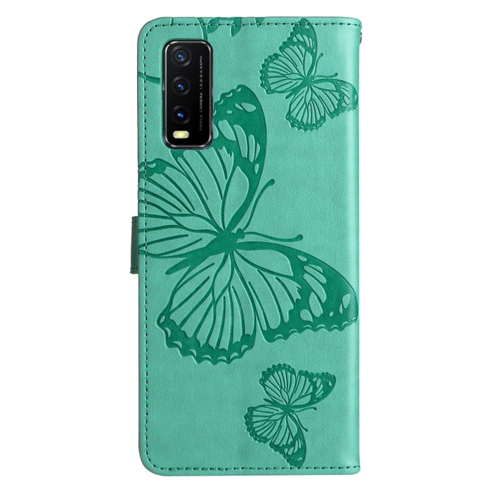 Estuche de cuero de PU con tapa horizontal y patrón de mariposa estampado prensado con soporte y ranuras para tarjetas y billetera y cordón, For vivo Y20 / Y20a / Y20s, For vivo Y21 2021 / Y21s / Y33s, For Xiaomi Mi 11T / 11T Pro