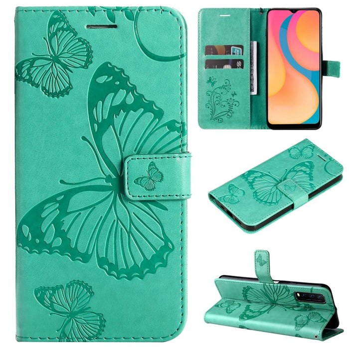 Estuche de cuero de PU con tapa horizontal y patrón de mariposa estampado prensado con soporte y ranuras para tarjetas y billetera y cordón, For vivo Y20 / Y20a / Y20s, For vivo Y21 2021 / Y21s / Y33s, For Xiaomi Mi 11T / 11T Pro