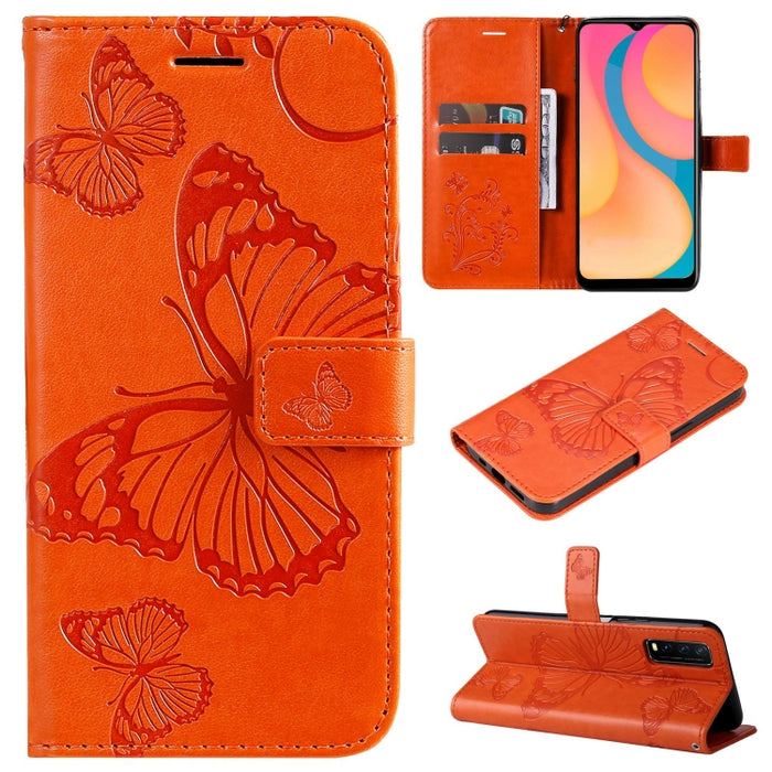 Estuche de cuero de PU con tapa horizontal y patrón de mariposa estampado prensado con soporte y ranuras para tarjetas y billetera y cordón, For vivo Y20 / Y20a / Y20s, For vivo Y21 2021 / Y21s / Y33s, For Xiaomi Mi 11T / 11T Pro