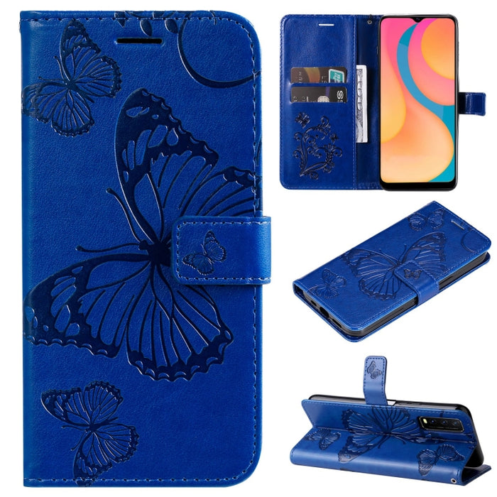 Estuche de cuero de PU con tapa horizontal y patrón de mariposa estampado prensado con soporte y ranuras para tarjetas y billetera y cordón, For vivo Y20 / Y20a / Y20s, For vivo Y21 2021 / Y21s / Y33s, For Xiaomi Mi 11T / 11T Pro
