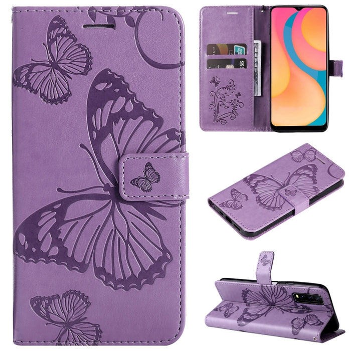 Estuche de cuero de PU con tapa horizontal y patrón de mariposa estampado prensado con soporte y ranuras para tarjetas y billetera y cordón, For vivo Y20 / Y20a / Y20s, For vivo Y21 2021 / Y21s / Y33s, For Xiaomi Mi 11T / 11T Pro