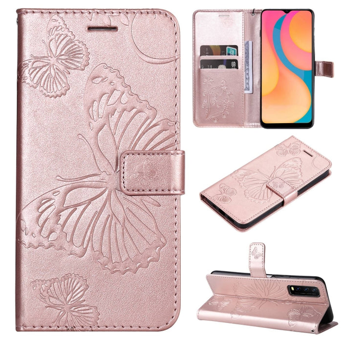 Estuche de cuero de PU con tapa horizontal y patrón de mariposa estampado prensado con soporte y ranuras para tarjetas y billetera y cordón, For vivo Y20 / Y20a / Y20s, For vivo Y21 2021 / Y21s / Y33s, For Xiaomi Mi 11T / 11T Pro