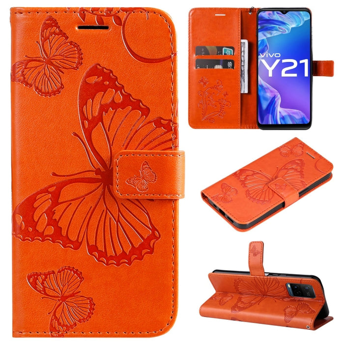 Estuche de cuero de PU con tapa horizontal y patrón de mariposa estampado prensado con soporte y ranuras para tarjetas y billetera y cordón, For vivo Y20 / Y20a / Y20s, For vivo Y21 2021 / Y21s / Y33s, For Xiaomi Mi 11T / 11T Pro