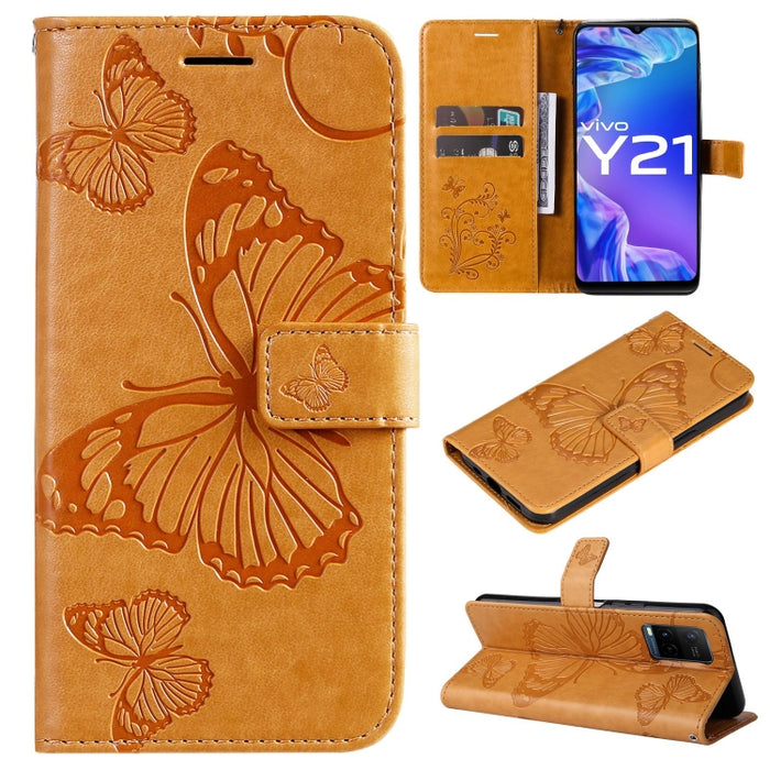Estuche de cuero de PU con tapa horizontal y patrón de mariposa estampado prensado con soporte y ranuras para tarjetas y billetera y cordón, For vivo Y20 / Y20a / Y20s, For vivo Y21 2021 / Y21s / Y33s, For Xiaomi Mi 11T / 11T Pro