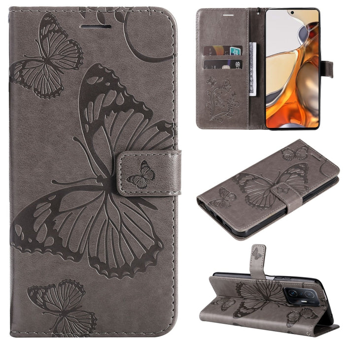 Estuche de cuero de PU con tapa horizontal y patrón de mariposa estampado prensado con soporte y ranuras para tarjetas y billetera y cordón, For vivo Y20 / Y20a / Y20s, For vivo Y21 2021 / Y21s / Y33s, For Xiaomi Mi 11T / 11T Pro