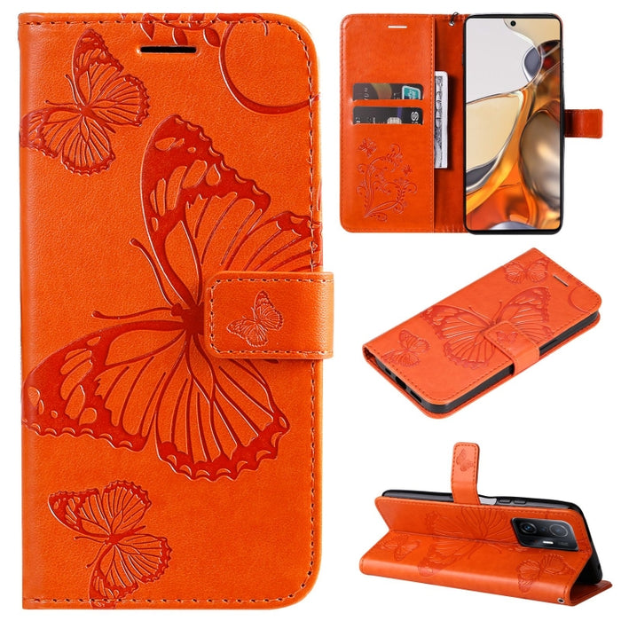Estuche de cuero de PU con tapa horizontal y patrón de mariposa estampado prensado con soporte y ranuras para tarjetas y billetera y cordón, For vivo Y20 / Y20a / Y20s, For vivo Y21 2021 / Y21s / Y33s, For Xiaomi Mi 11T / 11T Pro
