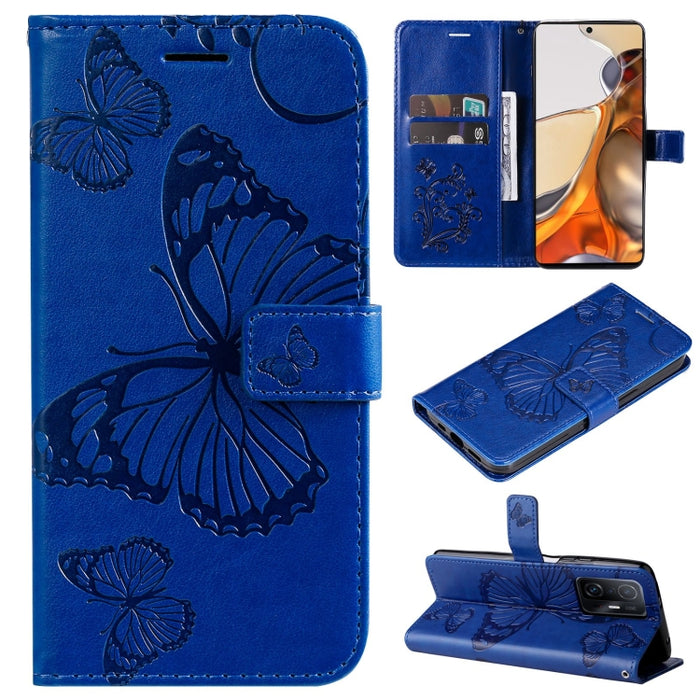 Estuche de cuero de PU con tapa horizontal y patrón de mariposa estampado prensado con soporte y ranuras para tarjetas y billetera y cordón, For vivo Y20 / Y20a / Y20s, For vivo Y21 2021 / Y21s / Y33s, For Xiaomi Mi 11T / 11T Pro