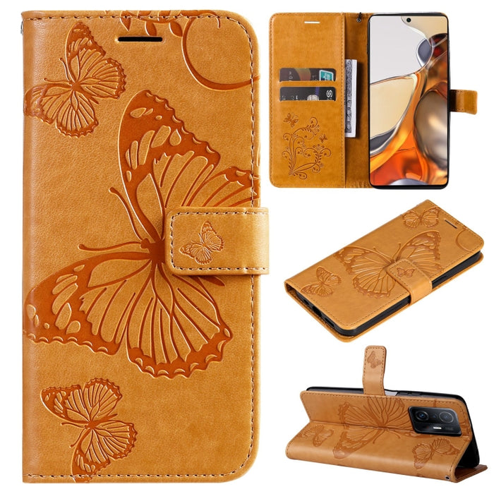 Estuche de cuero de PU con tapa horizontal y patrón de mariposa estampado prensado con soporte y ranuras para tarjetas y billetera y cordón, For vivo Y20 / Y20a / Y20s, For vivo Y21 2021 / Y21s / Y33s, For Xiaomi Mi 11T / 11T Pro
