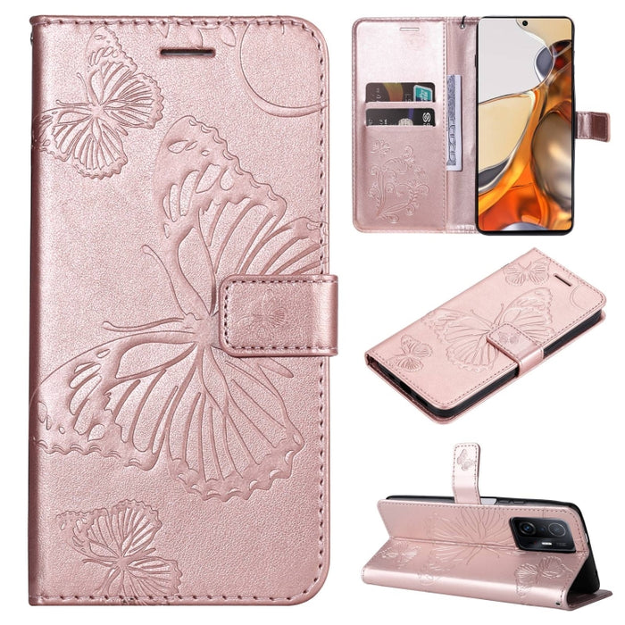 Estuche de cuero de PU con tapa horizontal y patrón de mariposa estampado prensado con soporte y ranuras para tarjetas y billetera y cordón, For vivo Y20 / Y20a / Y20s, For vivo Y21 2021 / Y21s / Y33s, For Xiaomi Mi 11T / 11T Pro