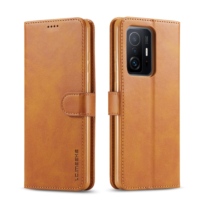 LC.IMEEKE Estuche de cuero con tapa horizontal para teléfono con textura de becerro, con soporte, ranuras para tarjetas y billetera, For Xiaomi Redmi Note 10 Lite, For Xiaomi Mi 11T / 11T Pro