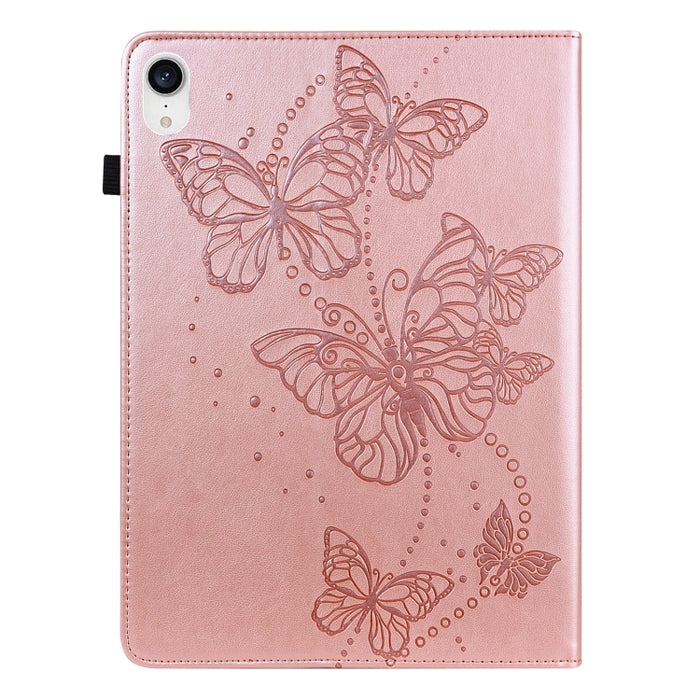 Estuche para tableta de cuero con tapa horizontal con diseño de mariposa en relieve