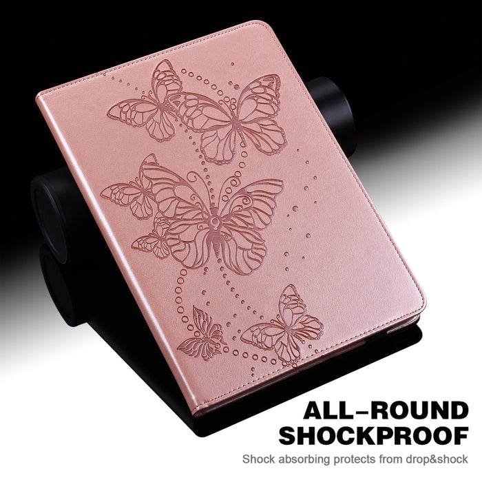Estuche para tableta de cuero con tapa horizontal con diseño de mariposa en relieve