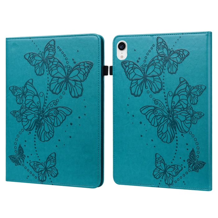 Estuche para tableta de cuero con tapa horizontal con diseño de mariposa en relieve