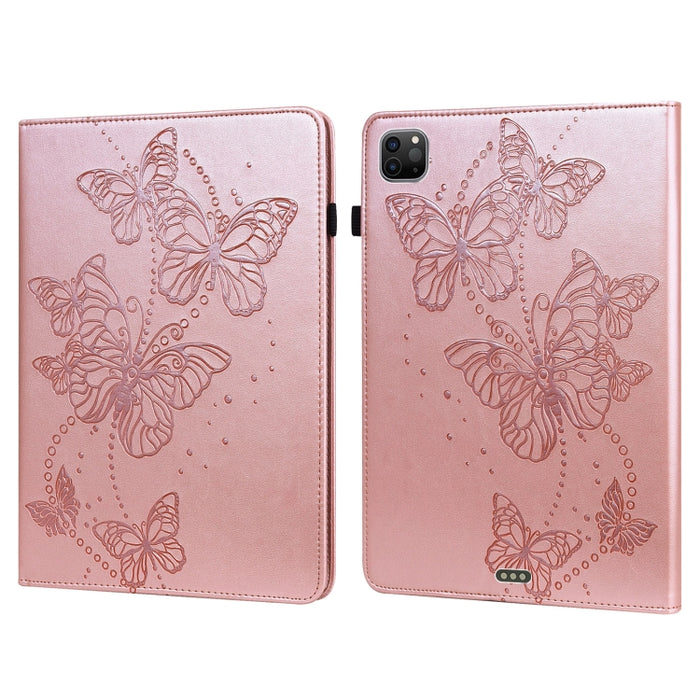 Estuche para tableta de cuero con tapa horizontal con diseño de mariposa en relieve