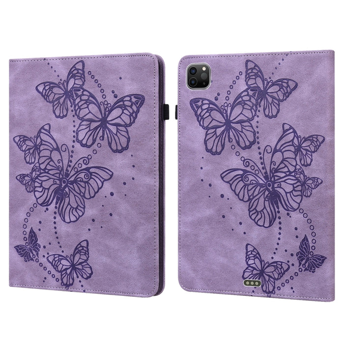 Estuche para tableta de cuero con tapa horizontal con diseño de mariposa en relieve