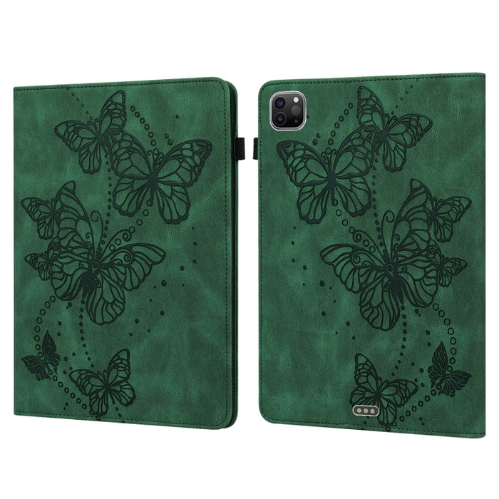 Estuche para tableta de cuero con tapa horizontal con diseño de mariposa en relieve