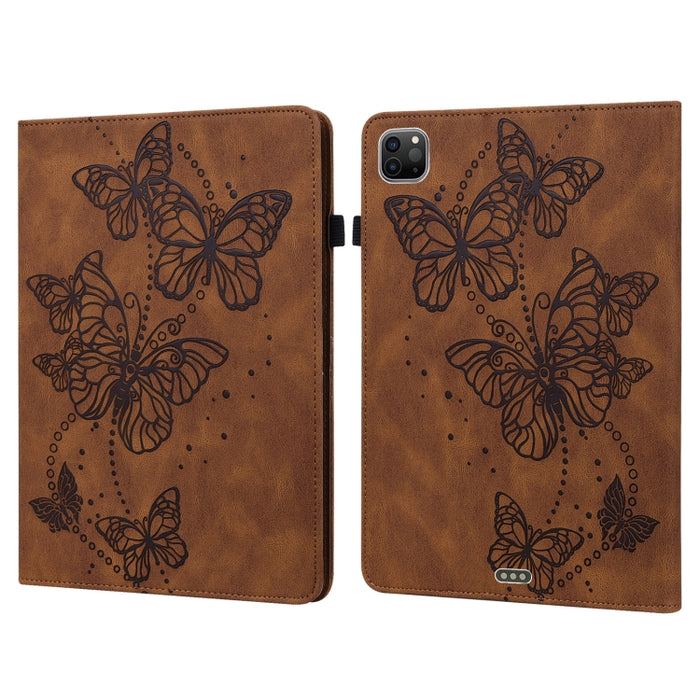 Estuche para tableta de cuero con tapa horizontal con diseño de mariposa en relieve