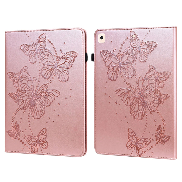 Estuche para tableta de cuero con tapa horizontal con diseño de mariposa en relieve