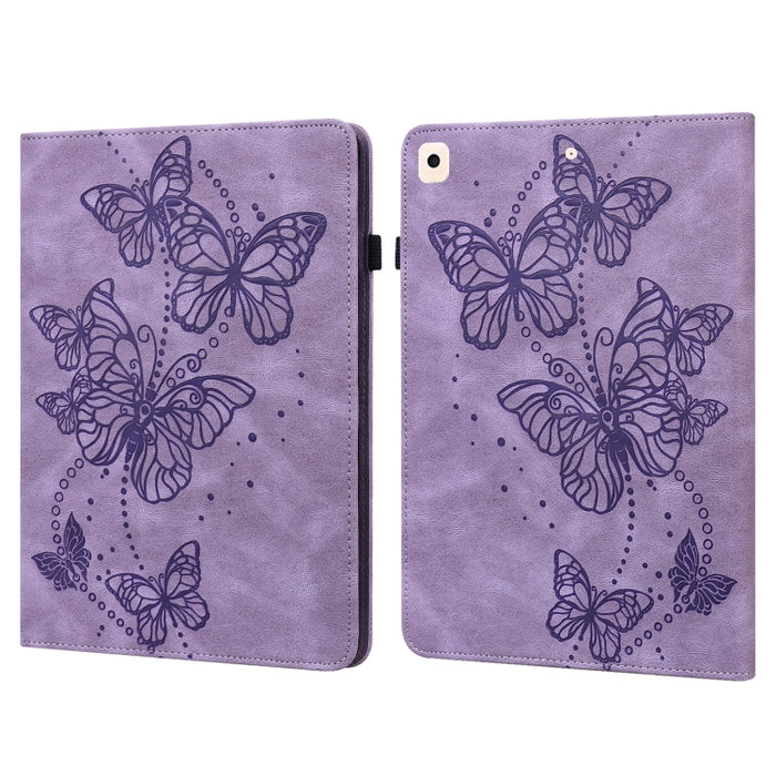 Estuche para tableta de cuero con tapa horizontal con diseño de mariposa en relieve