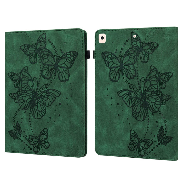 Estuche para tableta de cuero con tapa horizontal con diseño de mariposa en relieve