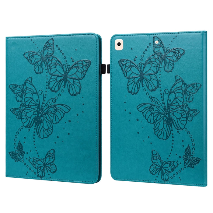 Estuche para tableta de cuero con tapa horizontal con diseño de mariposa en relieve
