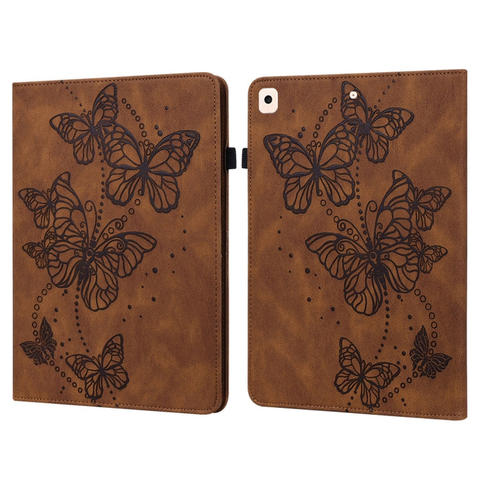 Estuche para tableta de cuero con tapa horizontal con diseño de mariposa en relieve