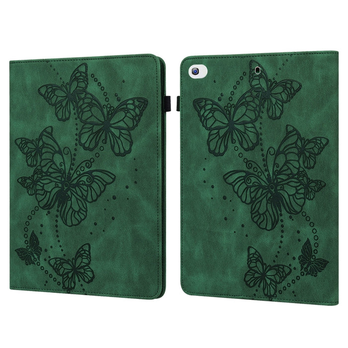Estuche para tableta de cuero con tapa horizontal con diseño de mariposa en relieve
