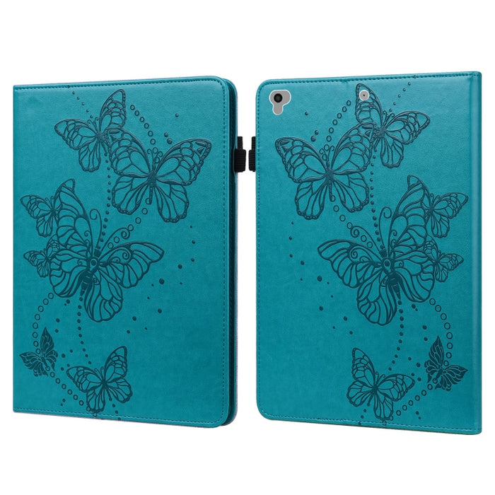 Estuche para tableta de cuero con tapa horizontal con diseño de mariposa en relieve