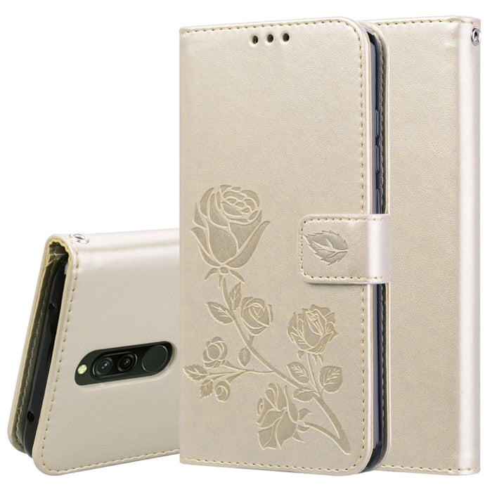 Estuche de cuero de PU con tapa horizontal en relieve rosa para Galaxy A10, con soporte y ranuras para tarjetas y billetera, For Xiaomi Redmi 8, For Xiaomi Redmi Note 8, For Xiaomi Redmi Note 8 Pro, For Galaxy A10s, For Galaxy A20s