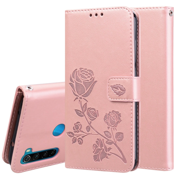 Estuche de cuero de PU con tapa horizontal en relieve rosa para Galaxy A10, con soporte y ranuras para tarjetas y billetera, For Xiaomi Redmi 8, For Xiaomi Redmi Note 8, For Xiaomi Redmi Note 8 Pro, For Galaxy A10s, For Galaxy A20s