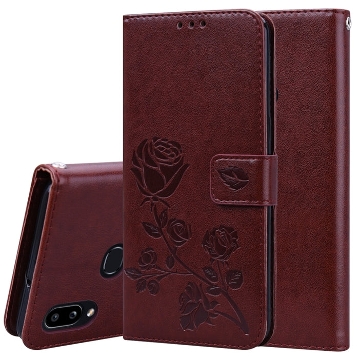 Estuche de cuero de PU con tapa horizontal en relieve rosa para Galaxy A10, con soporte y ranuras para tarjetas y billetera, For Xiaomi Redmi 8, For Xiaomi Redmi Note 8, For Xiaomi Redmi Note 8 Pro, For Galaxy A10s, For Galaxy A20s