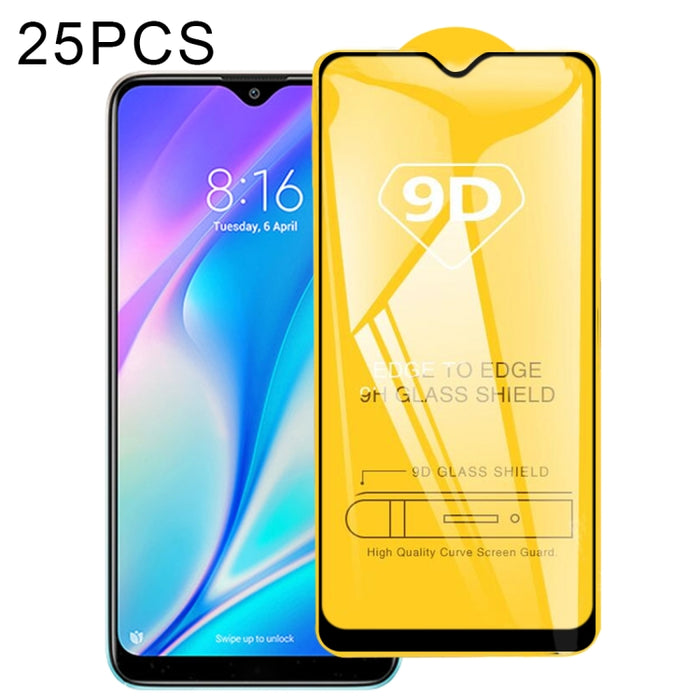 25 PCS 9D Película de vidrio templado de pantalla completa con pegamento completo, For Xiaomi Redmi 8A Pro (25 PCS), For Xiaomi Poco M3 Pro (25 PCS), For vivo Y33s / Y76s / T1x / Y76 5G (25 PCS)                                                          ...