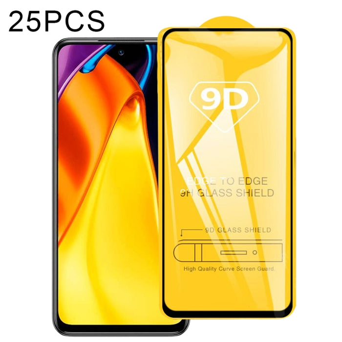 25 PCS 9D Película de vidrio templado de pantalla completa con pegamento completo, For Xiaomi Redmi 8A Pro (25 PCS), For Xiaomi Poco M3 Pro (25 PCS), For vivo Y33s / Y76s / T1x / Y76 5G (25 PCS)                                                          ...