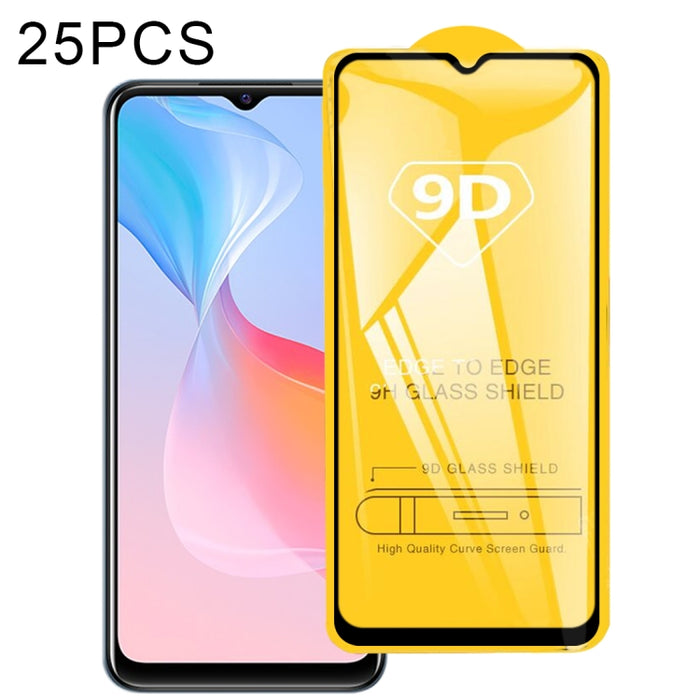 25 PCS 9D Película de vidrio templado de pantalla completa con pegamento completo, For Xiaomi Redmi 8A Pro (25 PCS), For Xiaomi Poco M3 Pro (25 PCS), For vivo Y33s / Y76s / T1x / Y76 5G (25 PCS)                                                          ...