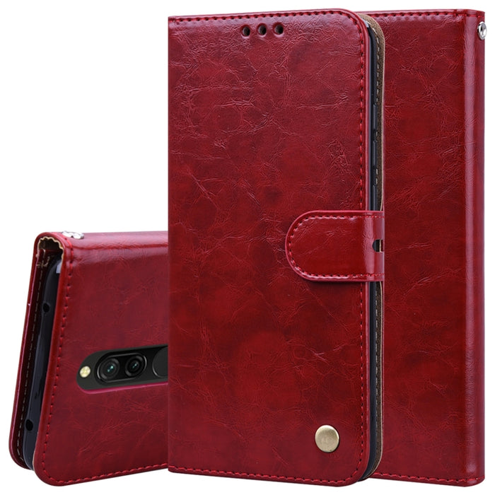Estuche de cuero con tapa horizontal con textura de cera de aceite de estilo comercial, con soporte y ranuras para tarjetas y billetera, For Xiaomi Redmi 8, For Xiaomi Redmi 8A, For Xiaomi Redmi Note 8, For Xiaomi Redmi Note 8 Pro, For Galaxy A10s