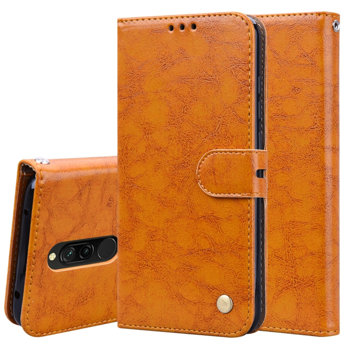 Estuche de cuero con tapa horizontal con textura de cera de aceite de estilo comercial, con soporte y ranuras para tarjetas y billetera, For Xiaomi Redmi 8, For Xiaomi Redmi 8A, For Xiaomi Redmi Note 8, For Xiaomi Redmi Note 8 Pro, For Galaxy A10s