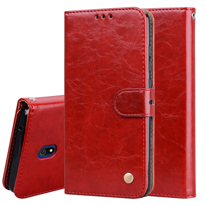 Estuche de cuero con tapa horizontal con textura de cera de aceite de estilo comercial, con soporte y ranuras para tarjetas y billetera, For Xiaomi Redmi 8, For Xiaomi Redmi 8A, For Xiaomi Redmi Note 8, For Xiaomi Redmi Note 8 Pro, For Galaxy A10s