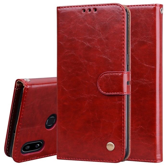 Estuche de cuero con tapa horizontal con textura de cera de aceite de estilo comercial, con soporte y ranuras para tarjetas y billetera, For Xiaomi Redmi 8, For Xiaomi Redmi 8A, For Xiaomi Redmi Note 8, For Xiaomi Redmi Note 8 Pro, For Galaxy A10s