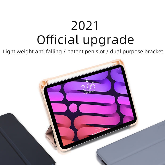 Estuche de cuero para tableta con tapa horizontal de la serie Mutural Pinyue con soporte y ranura para bolígrafo y función de suspensión / activación
