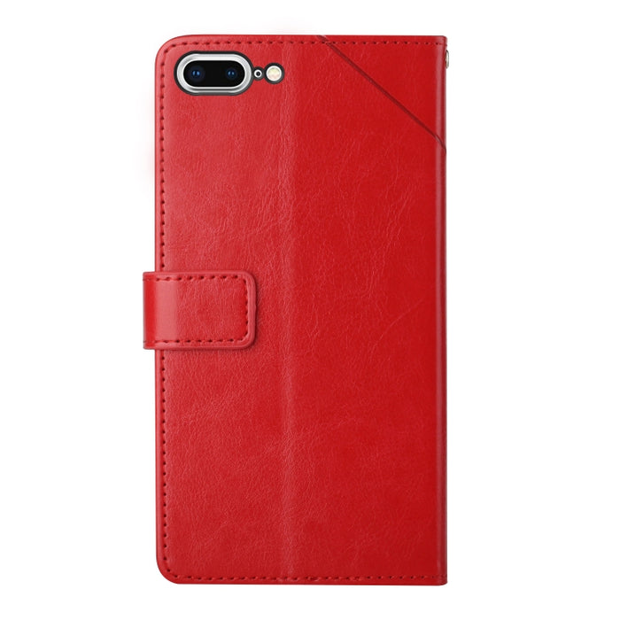 Estuche para teléfono de cuero con tapa horizontal y costuras en Y con soporte y ranuras para tarjetas y billetera y marco de fotos