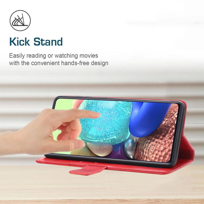 Estuche para teléfono de cuero con tapa horizontal y costuras en Y con soporte y ranuras para tarjetas y billetera y marco de fotos