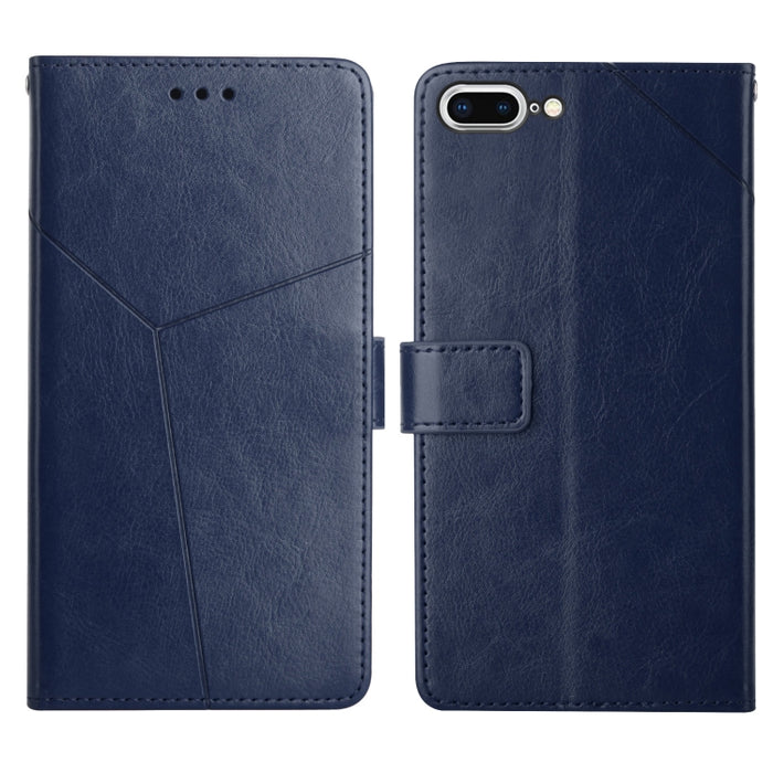 Estuche para teléfono de cuero con tapa horizontal y costuras en Y con soporte y ranuras para tarjetas y billetera y marco de fotos