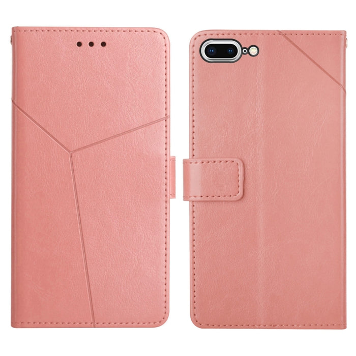 Estuche para teléfono de cuero con tapa horizontal y costuras en Y con soporte y ranuras para tarjetas y billetera y marco de fotos