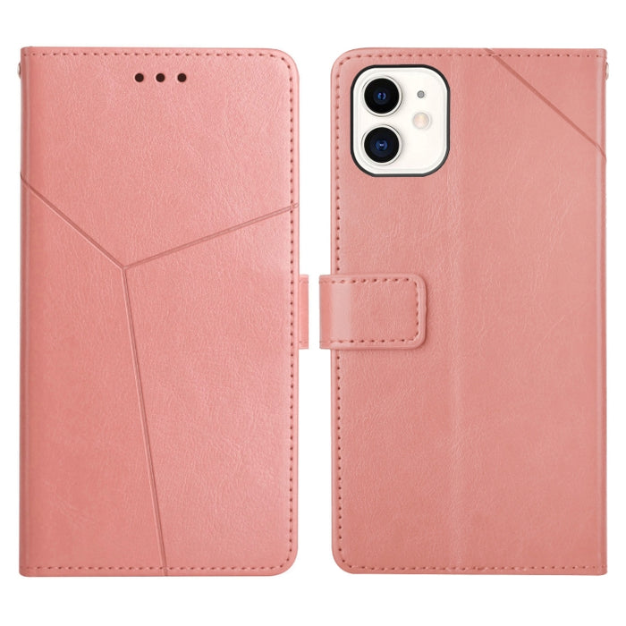 Estuche para teléfono de cuero con tapa horizontal y costuras en Y con soporte y ranuras para tarjetas y billetera y marco de fotos
