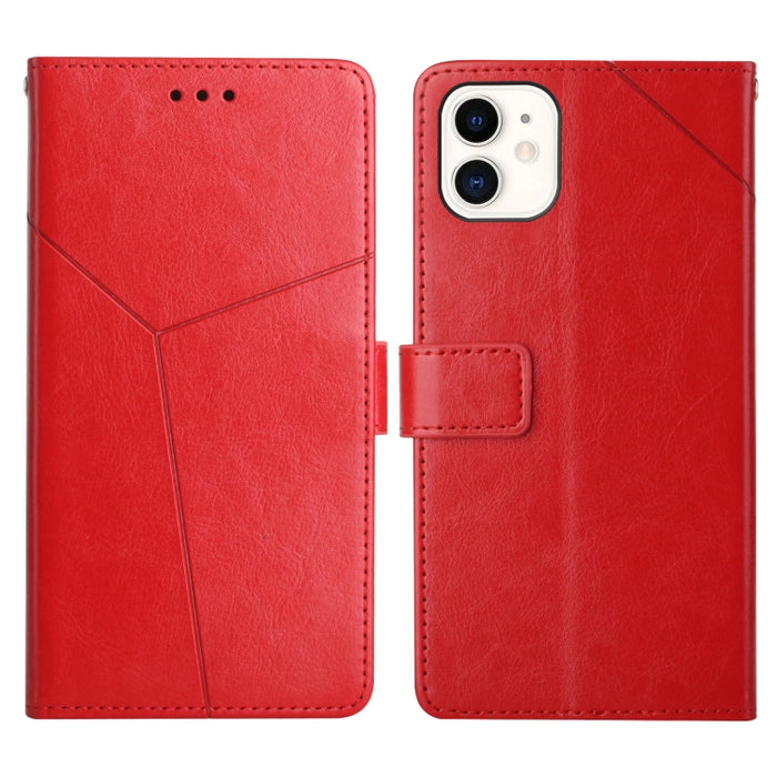 Estuche para teléfono de cuero con tapa horizontal y costuras en Y con soporte y ranuras para tarjetas y billetera y marco de fotos